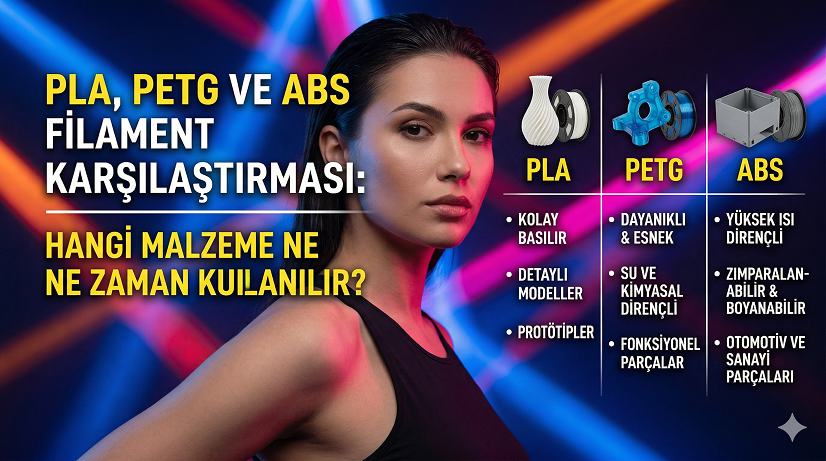PLA, PETG ve ABS Filament Karşılaştırması: Hangi Malzeme Ne Zaman Kullanılır?