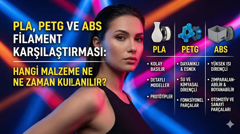 PLA, PETG ve ABS Filament Karşılaştırması: Hangi Malzeme Ne Zaman Kullanılır?